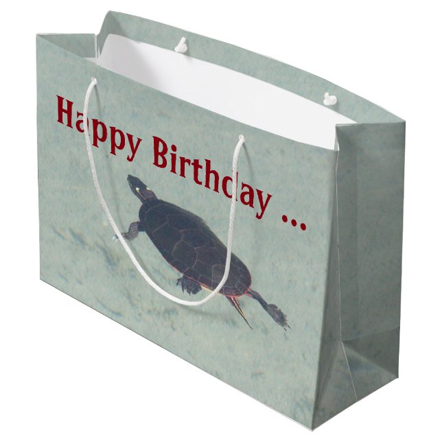 Lackierte Schildkrötengeschenktasche Große Geschenktüte (Rückseite Schrägansicht)