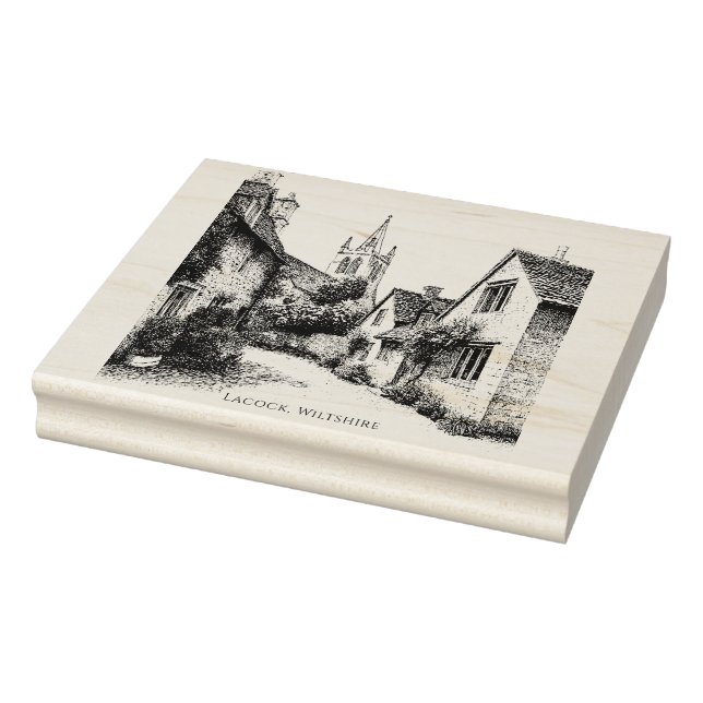 Lacock Village Sketch, Wiltshire England Gummistempel (Stempel)