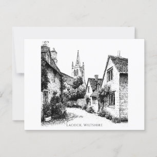 Lacock Village Sketch, Wiltshire England Postkarte