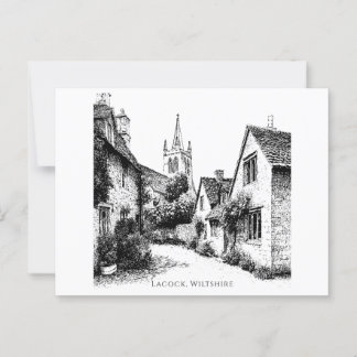 Lacock Village Sketch, Wiltshire England Postkarte