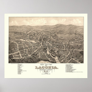 Laconia, NH Panoramic Map - 1883 Poster