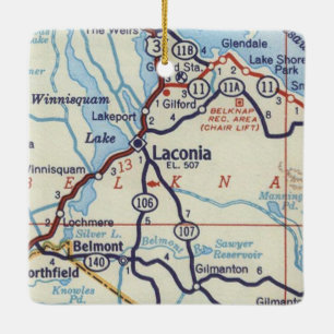 Laconia NH Vintage Karte Keramikornament