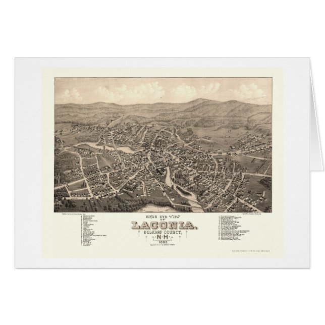 Laconia, panoramische Karte NH - 1883 (Vorderseite (Horizontal))