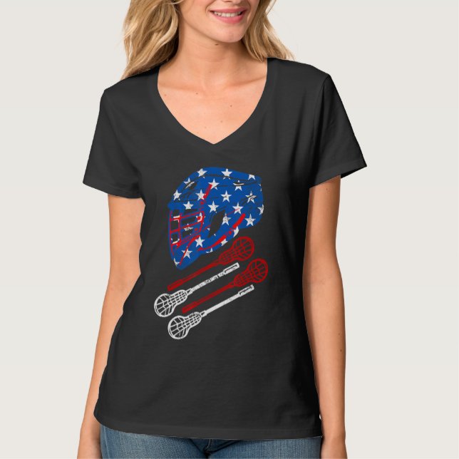 Lacrosse 4. Juli Lax American Flag T-Shirt (Vorderseite)