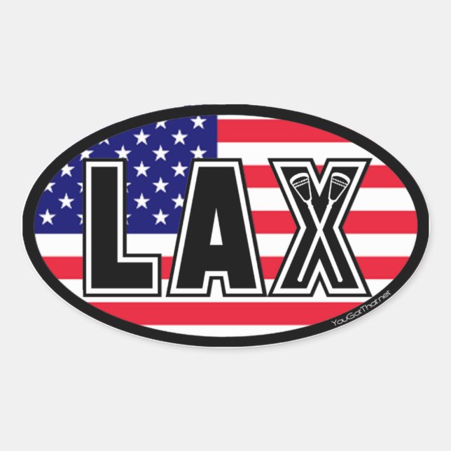 Lacrosse America Lax Flag Ovaler Aufkleber (Vorderseite)