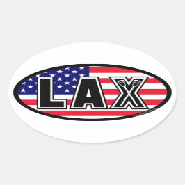 Lacrosse America Lax Flag Ovaler Aufkleber