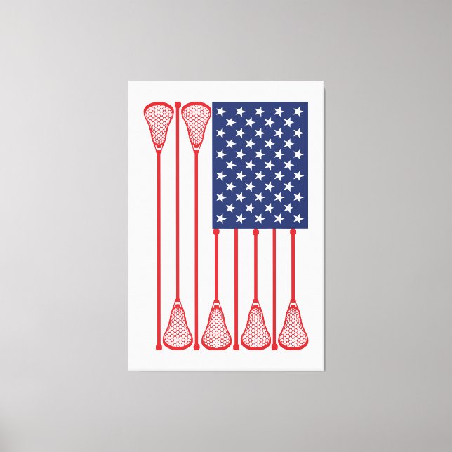 Lacrosse American Flag Art Leinwanddruck (Vorderseite)