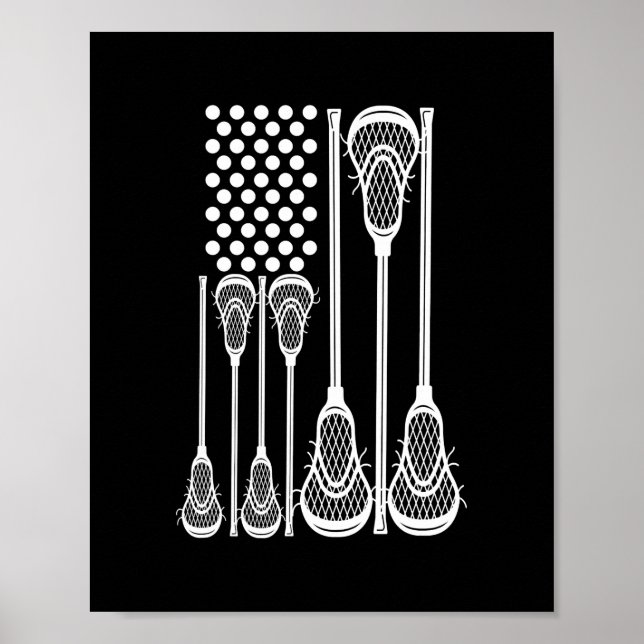 Lacrosse American Flag Cross Lacrosse Sticks men Poster (Vorne)