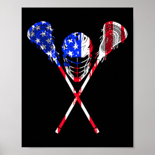 Lacrosse American Flag Geschenk Design Lax Player Poster