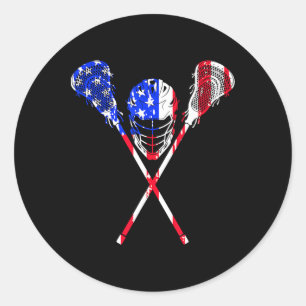 Lacrosse American Flag Geschenk Design Lax Player  Runder Aufkleber