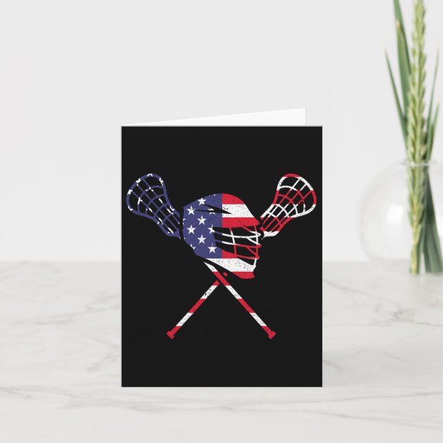 Lacrosse American Flag Karte (Vorderseite)