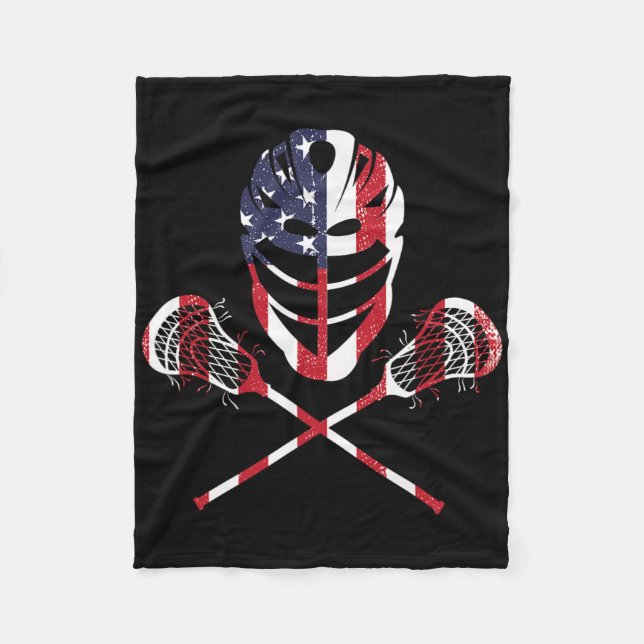 Lacrosse American Flag Lax Helm Sticks 4. Juli Fleecedecke (Vorderseite)