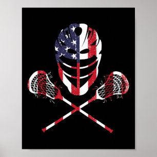Lacrosse American Flag Lax Helm Sticks 4. Juli Poster