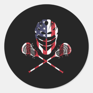 Lacrosse American Flag Lax Helm Sticks 4. Juli Runder Aufkleber