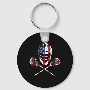 Lacrosse American Flag Lax Helm Sticks 4. Juli Schlüsselanhänger