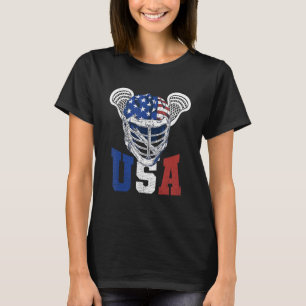 Lacrosse American Flag Lax Helmet 4. Juli USA T-Shirt