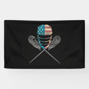 Lacrosse American Flag Lax Helmet and Stick Banner