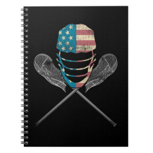 Lacrosse American Flag Lax Helmet and Stick Notizblock