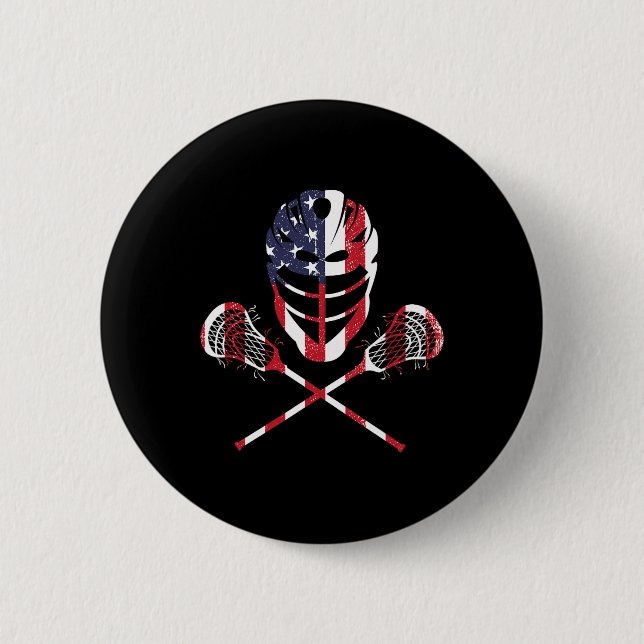 Lacrosse American Flag Lax Helmet Sticks 4. Ju Button (Vorderseite)
