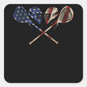 Lacrosse American Flag Lax Helmet Sticks 4 Juli Quadratischer Aufkleber