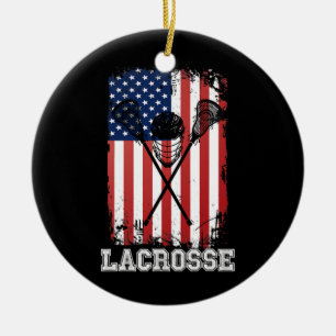 Lacrosse American Flag Lax Helmet Sticks 4. Keramik Ornament
