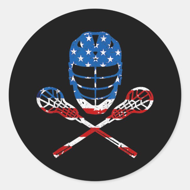 Lacrosse American Flag Lax Helmet Sticks 4. Runder Aufkleber (Vorderseite)