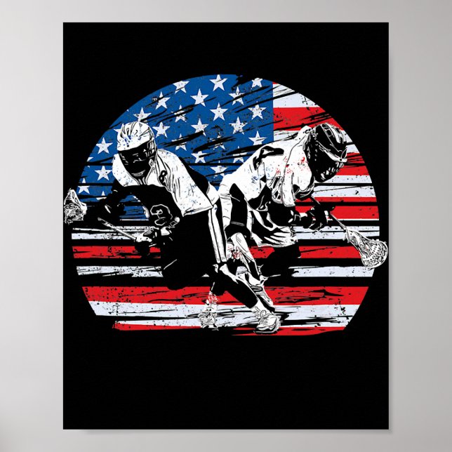 Lacrosse American Flag Lax Sticks Helmet 4. Poster (Vorne)