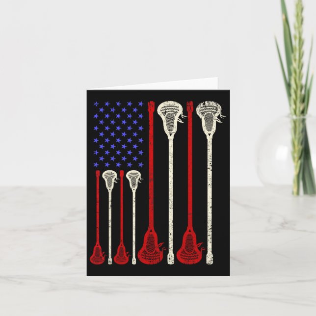 Lacrosse American Flag Lax Sticks Karte (Vorderseite)