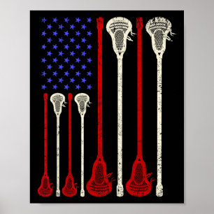 Lacrosse American Flag Lax Sticks Poster