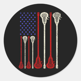 Lacrosse American Flag Lax Sticks Runder Aufkleber