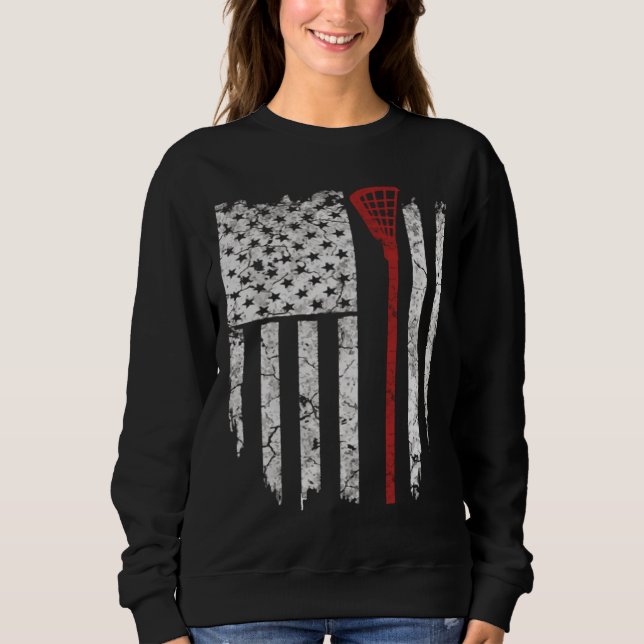 Lacrosse American Flag Men Geschenke Sweatshirt (Vorderseite)
