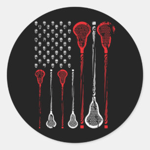 Lacrosse American Flag Merch - Großartige Spielere Runder Aufkleber