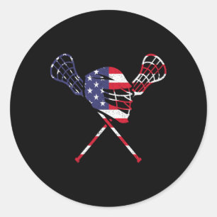 Lacrosse American Flag Runder Aufkleber