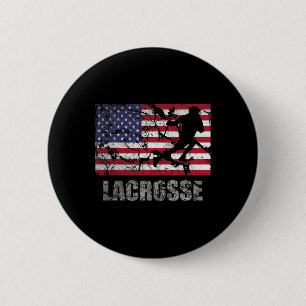 Lacrosse American Flag USA Flag Vintages Retro Button