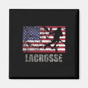 Lacrosse American Flag USA Flag Vintages Retro Magnet