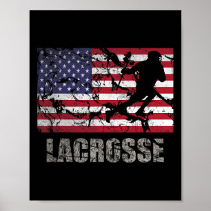 Lacrosse American Flag USA Flag Vintages Retro Poster