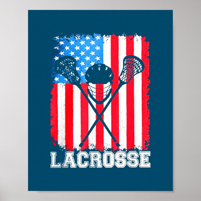 Lacrosse American Flag Vintag 4. Juli Poster (Vorne)