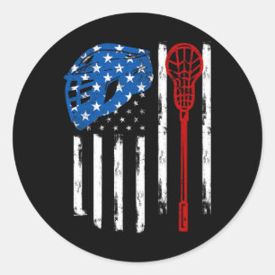 Lacrosse American Vintag Flag Lax Helmet Stick 4t Runder Aufkleber