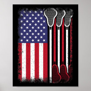 Lacrosse-Amerikanische-Flagge Vintage-Lacrosse-Spi Poster