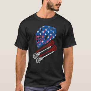 Lacrosse Amerikanische Vintage-Flagge Lax-Helm Sto T-Shirt