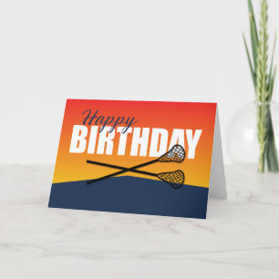 Lacrosse Birthday auf Blue und Orange Athlete Karte