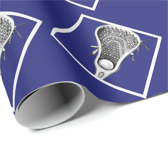 Lacrosse Blue Gift Wrapping Paper Geschenkpapier (Rolleneckpunkt)