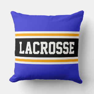 LACROSSE Bold Royal Blue Black Athletic Stripes Kissen