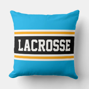LACROSSE Bright Sky Blue Black Athletic Streifen Kissen