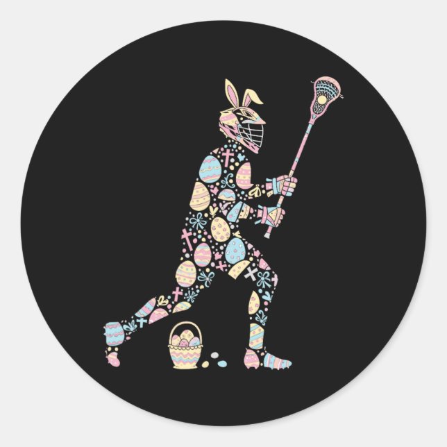 Lacrosse Bunny Easter Easter Easter Day Player Wom Runder Aufkleber (Vorderseite)