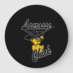 Lacrosse Chick #4 Große Wanduhr