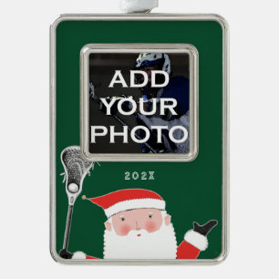 Lacrosse Christmas Foto Rahmen-Ornament Silber