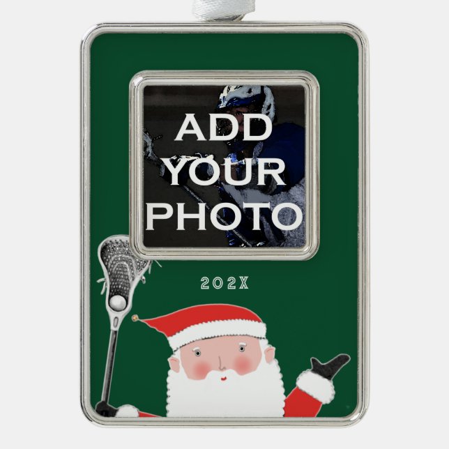Lacrosse Christmas Foto Rahmen-Ornament Silber (Vorderseite)