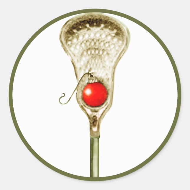 Lacrosse Christmas Holiday Classic Round Sticker (Vorderseite)
