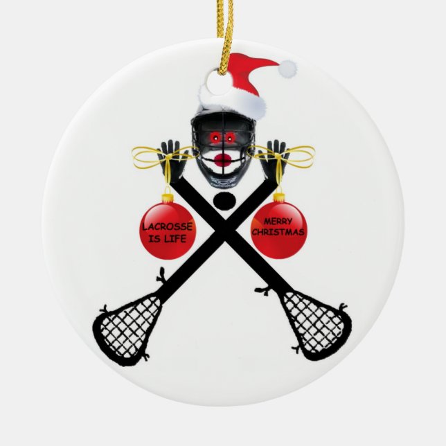 Lacrosse Christmas Keramikornament (Vorne)